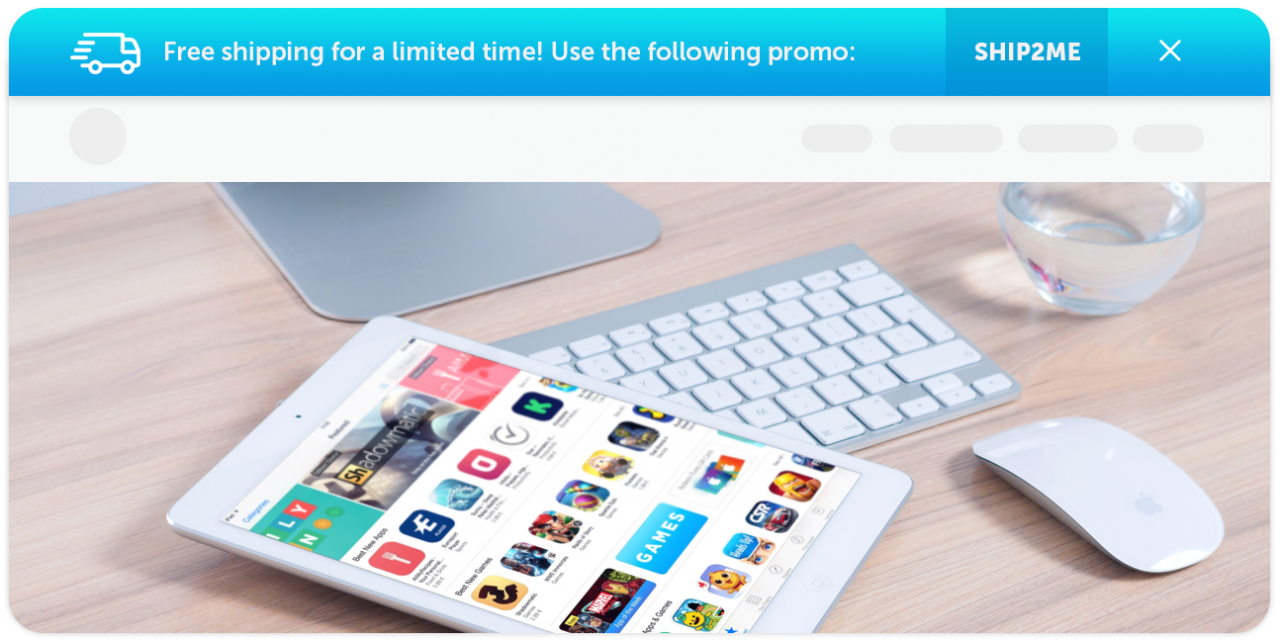 SleekAnnounce banner across the top of a page